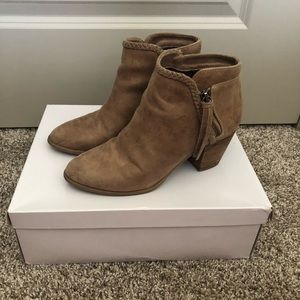 Report Taupe Braid Trim Booties Size 7.5